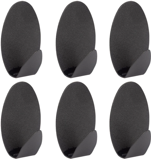 Selvklæbende ovale stålkroge, sorte (6 stk.)