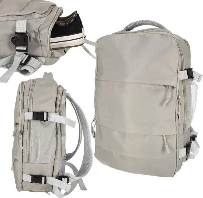 Grå rejsetaske med USB-tilslutning, vandafvisende