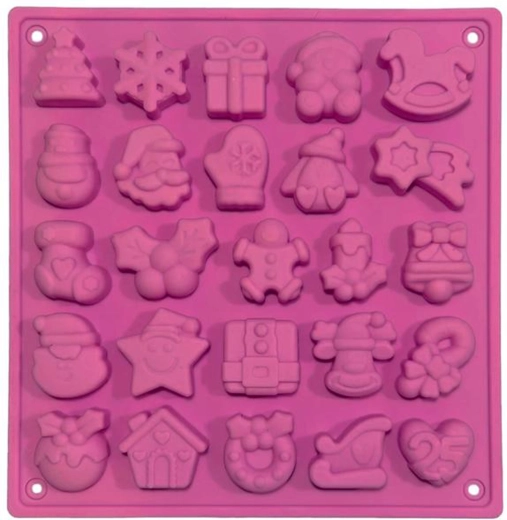 Silikone juleform til småkager, lyserød, 25 stk.
