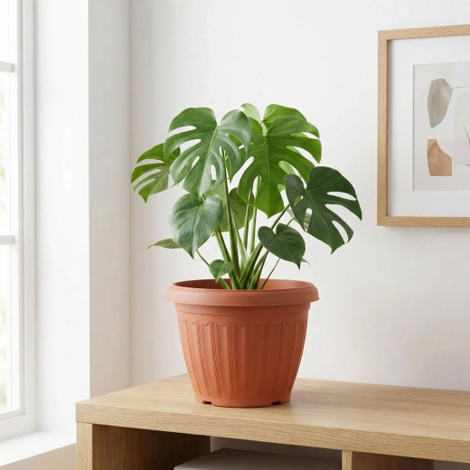 Plastikblomsterpotte i terrakottafarve, 25 cm