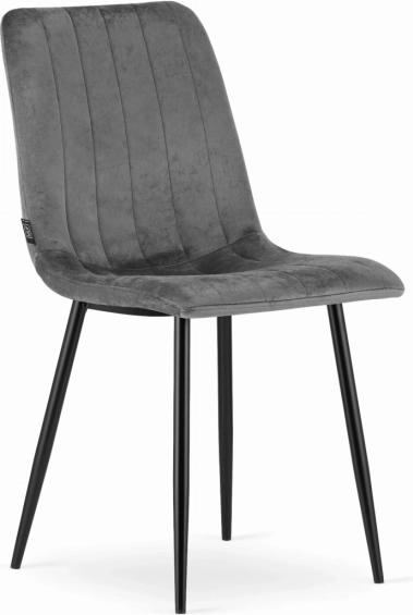 Polstrede stole 4 stk – mørkegrå fløjl, metalben