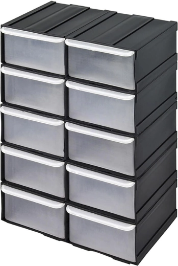 Værkstedsorganisator med 10 skuffer 155 × 100 × 225 mm