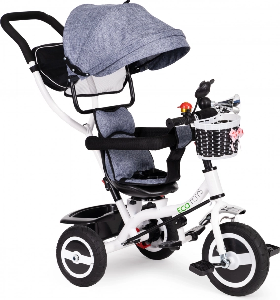 Børnetrehjulet cykel med drejelig kaleche og holdbare hjul ECOTOYS