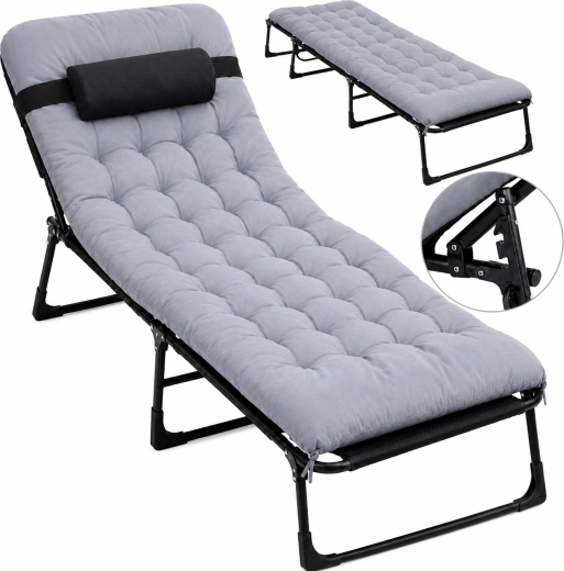 Sammenklappelig turistseng Premium 200 × 68 cm sort-grå