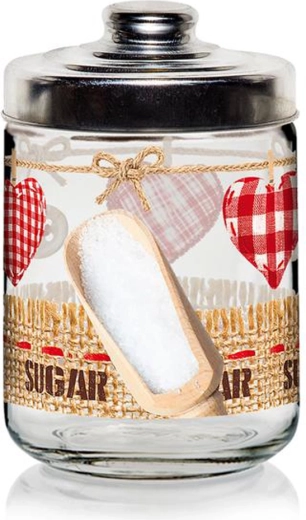 Glaskrukke med låg Cerve Valentina 800 ml til sukker med hjerte