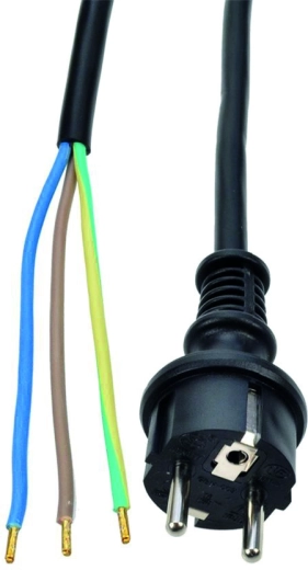 Solight flexo ledning i gummi 3× 1 mm² sort 2,5 m