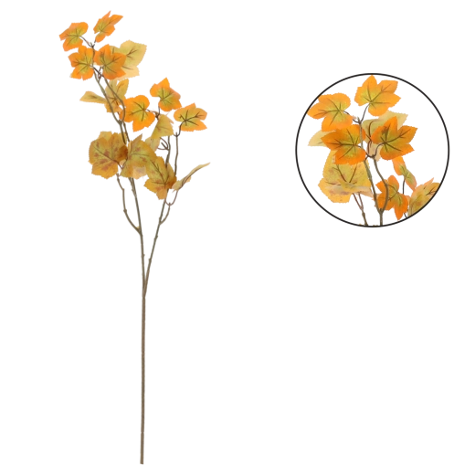 Kunstig dekorativ kvist med efterårsblade 65 cm gul