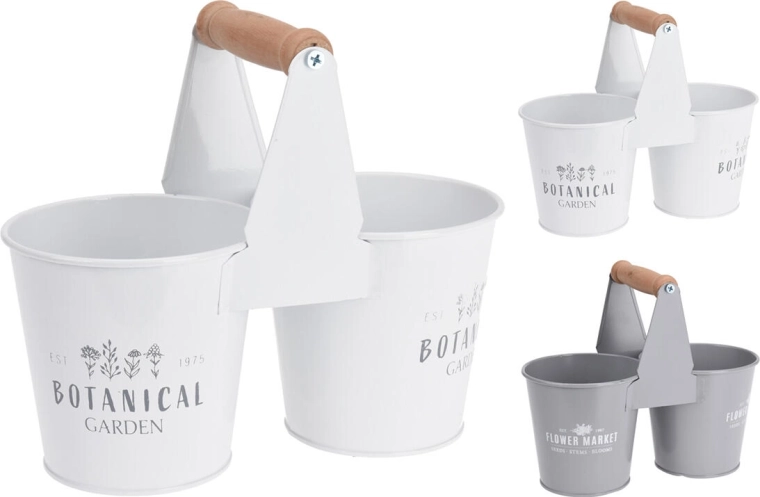 Dekorativ dobbelt metalblomsterkasse med håndtag 23,5 × 11,5 × 10,8 cm