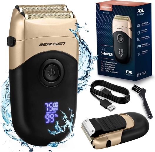 Foliebarbermaskine BERDSEN sort‑guld med LCD‑display