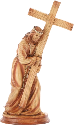 Figur af Jesus med kors i polyresin 31,5 cm