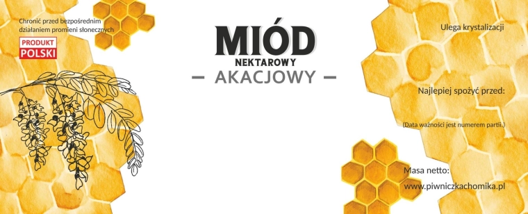 Sæt med 100 etiketter til akacieblomsthonning 154 × 60 mm