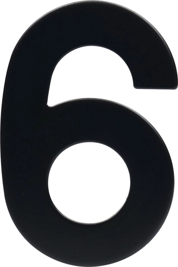 Husnummer 6, 95 mm, rustfrit stål, sort mat