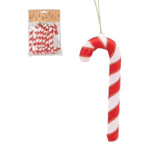 Sæt med julepynt sukkerstokke 12 cm – 12 stk.