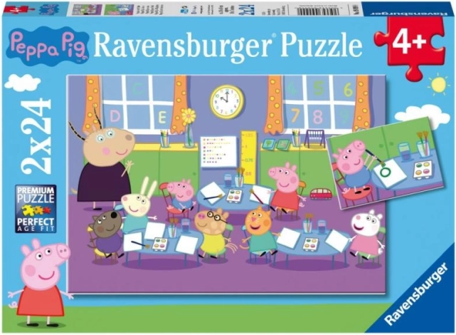 Ravensburger puslespil Peppa Pig 2×24 brikker – klasseværelse