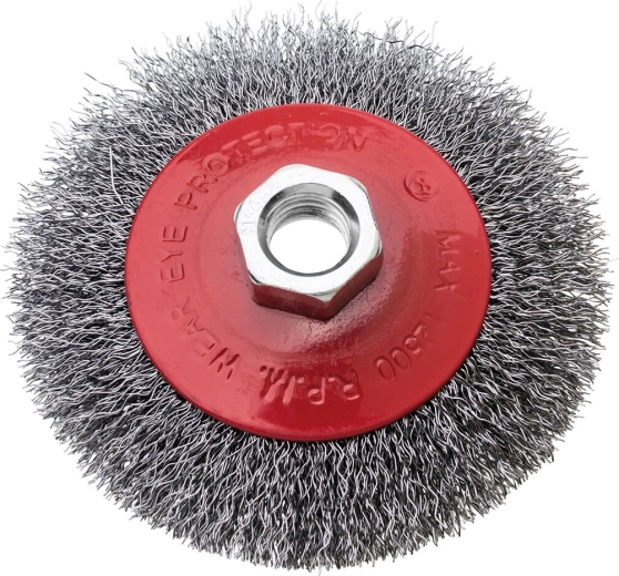 Skålformet stålbørste 100 mm, tråd 0,3 mm, gevind M14