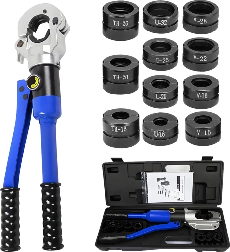 Hydraulisk håndpresstang PRASKA 12 t til PEX/PERT med matricer – 1 stk.