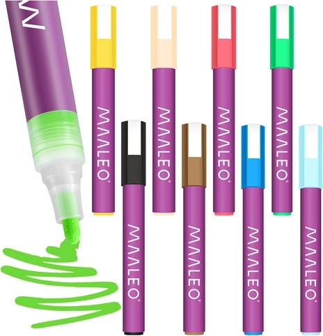 MAALEO akrylmarkører, sæt med 8 farver