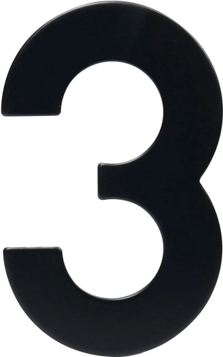 Husnummer 3, 95 mm, rustfrit stål, sort mat