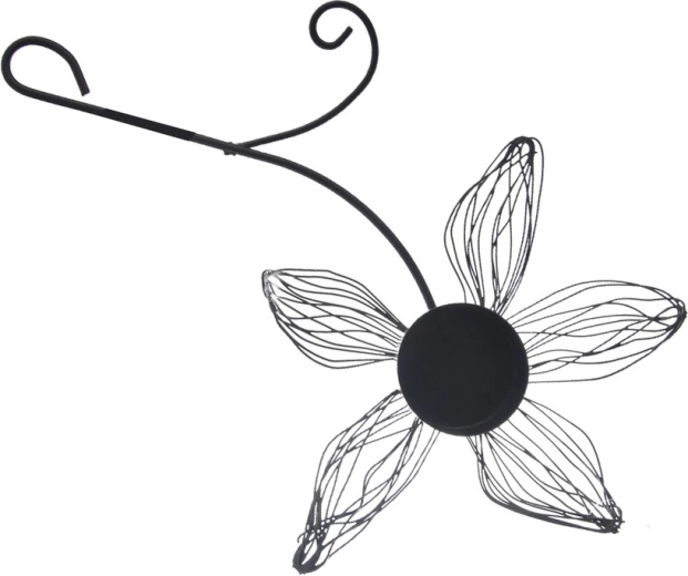 Metalstage Lysestage Blomst sort 24 cm