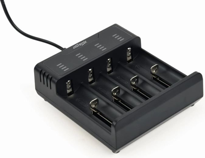USB-oplader til Ni-MH- og Li-ion-akkumulatorer, sort