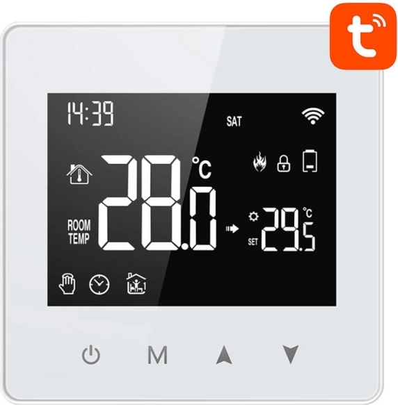 Smart termostat Avatto WT198 med Wi‑Fi og TUYA
