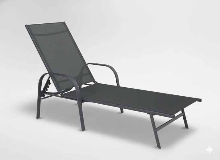 Have-liggestol med justerbar ryg 195 × 69 × 94 cm, mørkegrå