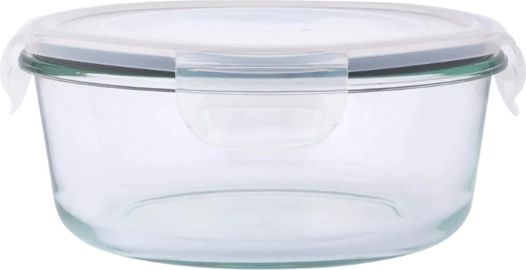 Rund glasbeholder til madvarer Fresh med låsbart låg 0,95 l
