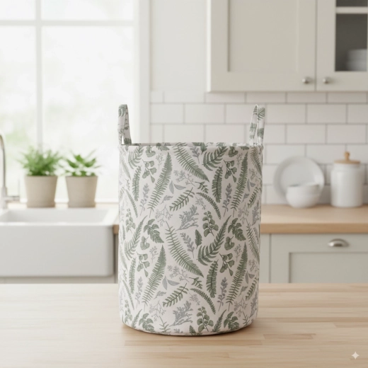 Tekstilkurv til vasketøj og legetøj med bladmotiv 34 × 46 cm Chomik