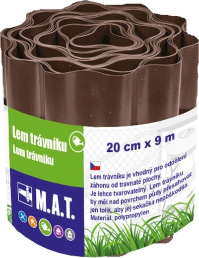 Plastkant til græsplæne 20 cm × 9 m, brun
