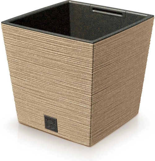Furu Square Low Eco Wood plantekrukke med indsats 24 cm – naturo