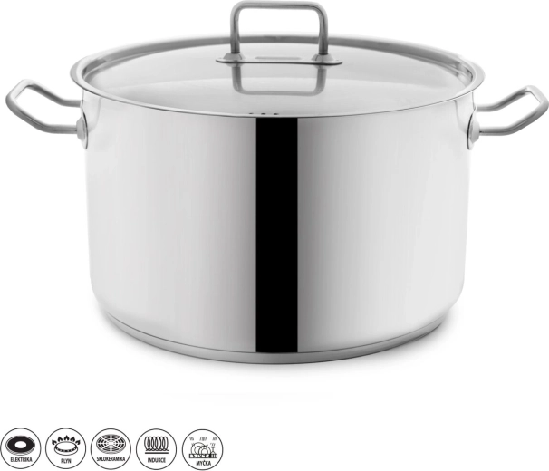 Rustfri kasserolle Stock 21,5 l med låg