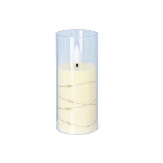 LED-lys med mælkehvidt udseende i gennemsigtig cylinder 5,3 × 12,5 cm