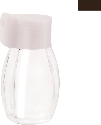 Rund krydderbøsse af glas og plast (UH), 1 stk., mix