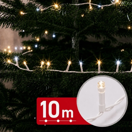 LED-lyskæde med istappeeffekt, 10 m, 500 LED, varm og kold hvid