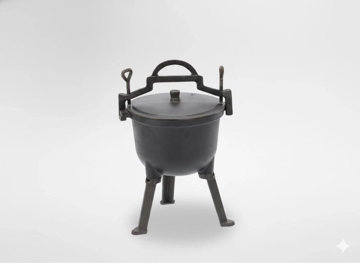 jernjægergryde 5 l til bål med låg og ben