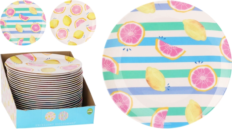 Flad melamintallerken 25 cm med frugtmotiv