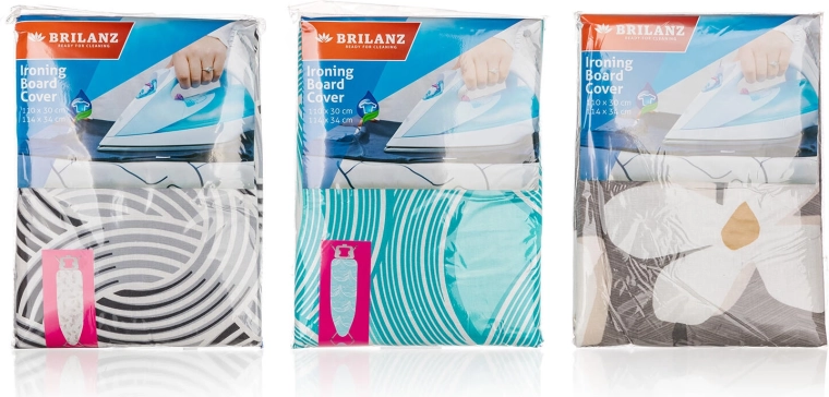 Betræk til strygebræt i bomuld, mix af dekorer 110 × 30 / 114 × 34 cm