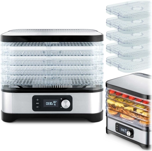 Berdsen madtørrer, sølv, 10 l, 5 bakker, 35–70 °C