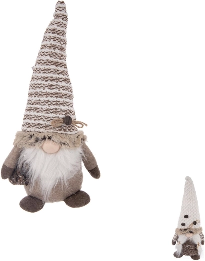 Nisse i polyester med LED-belysning, brun 36 cm (2 varianter)
