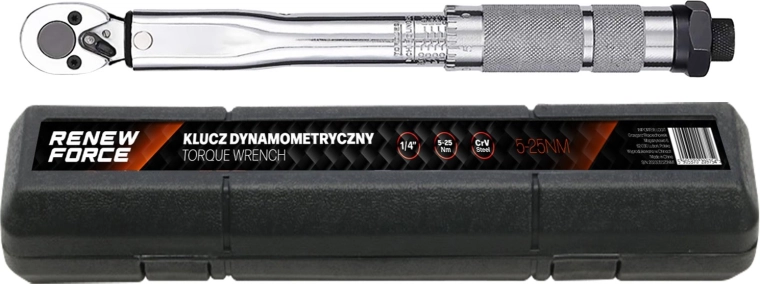 Momentnøgle Renew Force 1/4" 5–25 Nm med skralde og etui