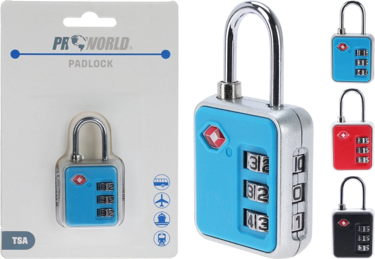 Rejselås med TSA, mix af farver