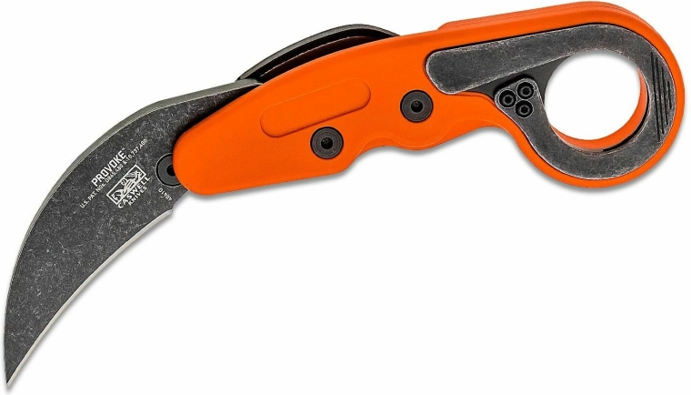 CRKT Provoke Orange karambit foldekniv 6,3 cm med stonewash-klinge og Grivory-skæfte