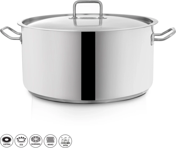 Rustfri STOCK-gryde med låg 22,3 l