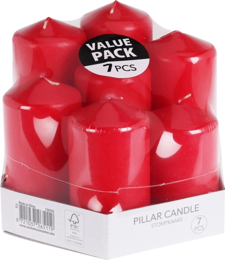 Sæt med røde stearinlys – 7-delt dekorativ kollektion