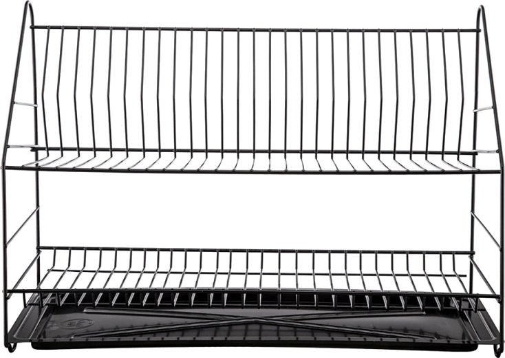 To-etagers opvaskestativ 60 cm sort med drypbakke