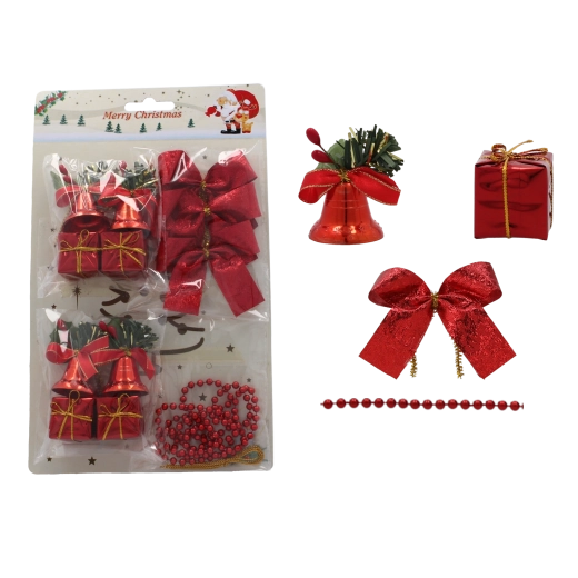 Sæt med julepynt rød, 72 stk.