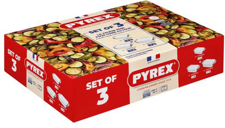 Sæt af glasfade PYREX 2 l, 3 l og 4 l