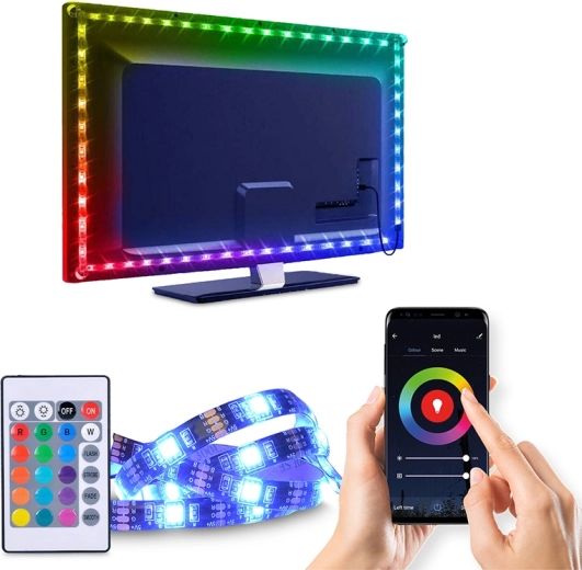 Solight smart LED Wi‑Fi RGB-lysstrimmel til TV-baggrundsbelysning 4 × 50 cm USB