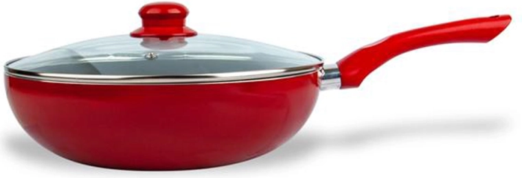 Wokpande med låg Kitchisimo Rosso 28 cm med nonstick-belægning