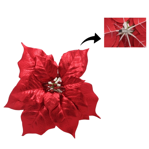 Kunstig julestjerne 25 cm med klemme – rød, sæt med 12 stk.